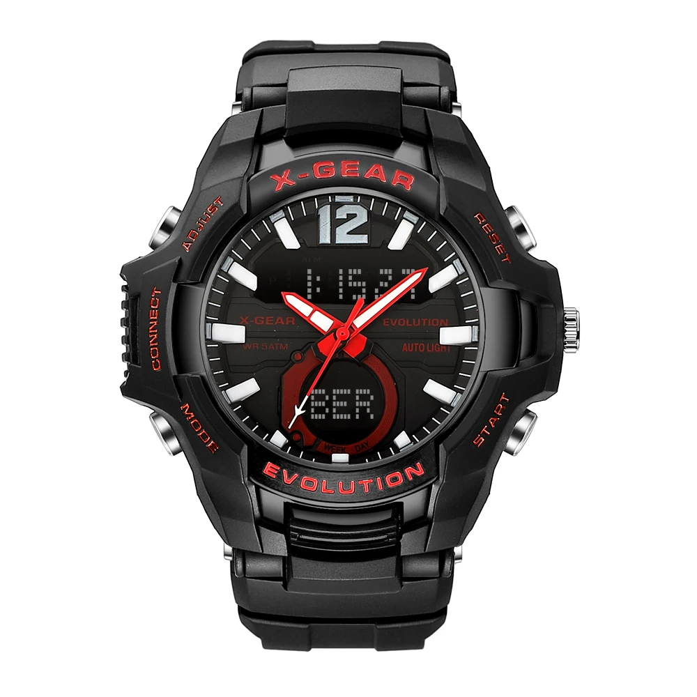 Мужские часы X-GEAR спортивные часы водонепроницаемые 50 м наручные часы Relogio Masculino Militar 1010 мужские часы цифровые военные армейские часы