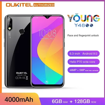 Перейти на Алиэкспресс и купить 4G Смартфон OUKITEL Y4800 Helio P70 6 ГБ ОЗУ 128 Гб ПЗУ отпечаток лица разблокировка 48мп камера мобильный телефон