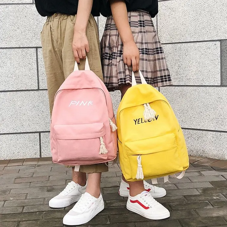 

Canvas Schoolbag Women's Korean-style Campus High School College Student Backpack Simple MORI Series Backpack Travel Leisure Bag