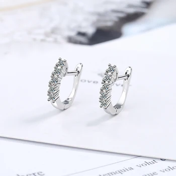 

Fashion Female Crystal Pendientes 925 Sterling Silver Micro Pave Zircon Earrings for Women Oorbellen Brincos