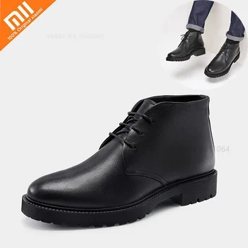 

Xiaomi Qimian Men's Wool Pad Plus velvet Warm Leather Boots Winter Boots Cowhide Boots Rubber sole Business High Leather Shoes