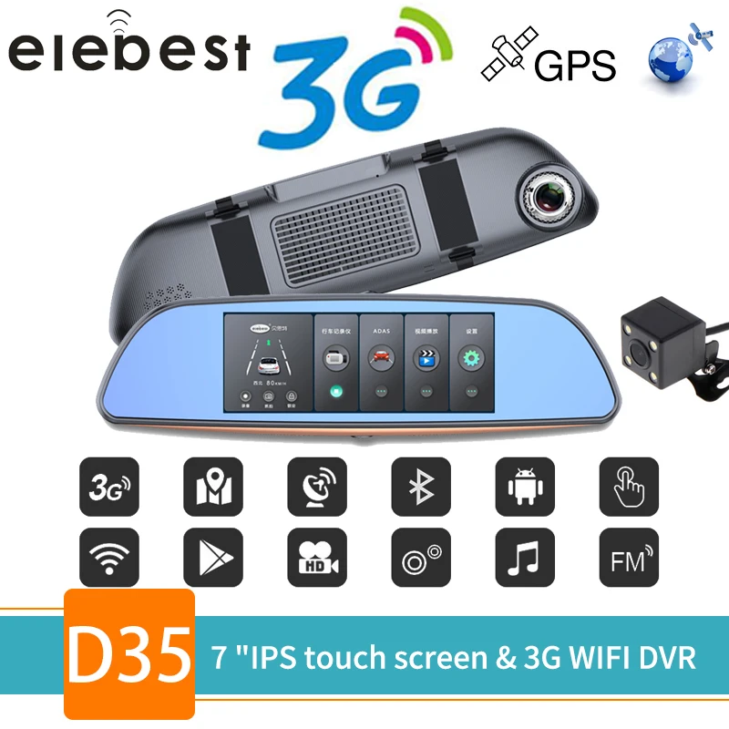 Elebest видеокамера на ОС андроид для автомобиля зеркало FHD 1080P авто