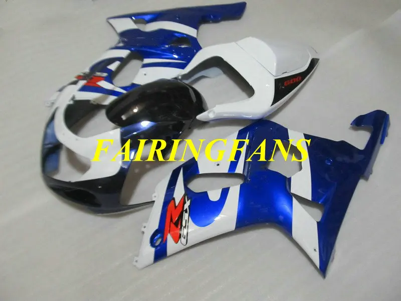 Литья под давлением обтекатель комплект для GSXR600 750 K1 01 02 03 GSXR 600 GSXR750 2001 2002 2003 белого и синего цвета Обтекатели Кузов+ подарки SH51