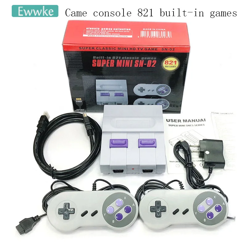 Ewwke 8Bit Mini HDMI-compatible TV Retro Video Game Console Built-in 821 Classic for NES Games Dual Gamepad Player | Электроника