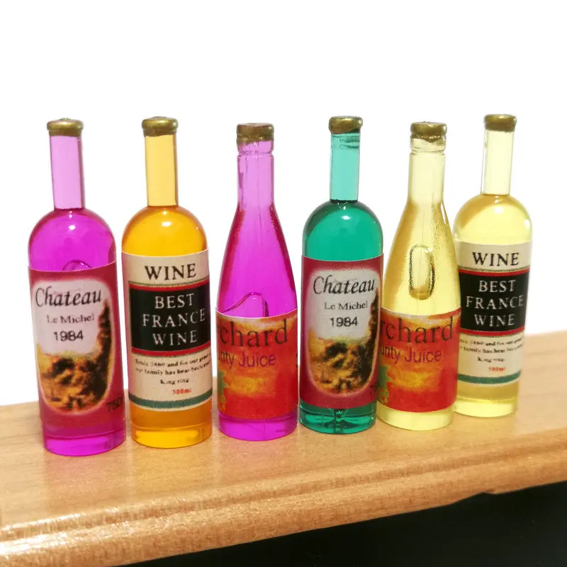 6 шт./лот смешанный кукольный домик красочная мини-модель винной бутылки Детские