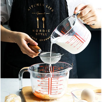 

Tempered Thickened Glass Measuring Cup Household Scale Kitchen Baking Flour Scale Cup High Temperature Resistant Large Capacity
