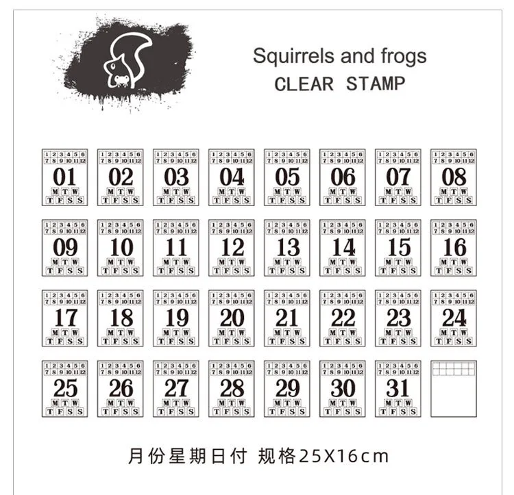 

Calendar retro sheepskin seal hand account transparent silicone daily pay time punching stamp DIY decorative rubber stamp