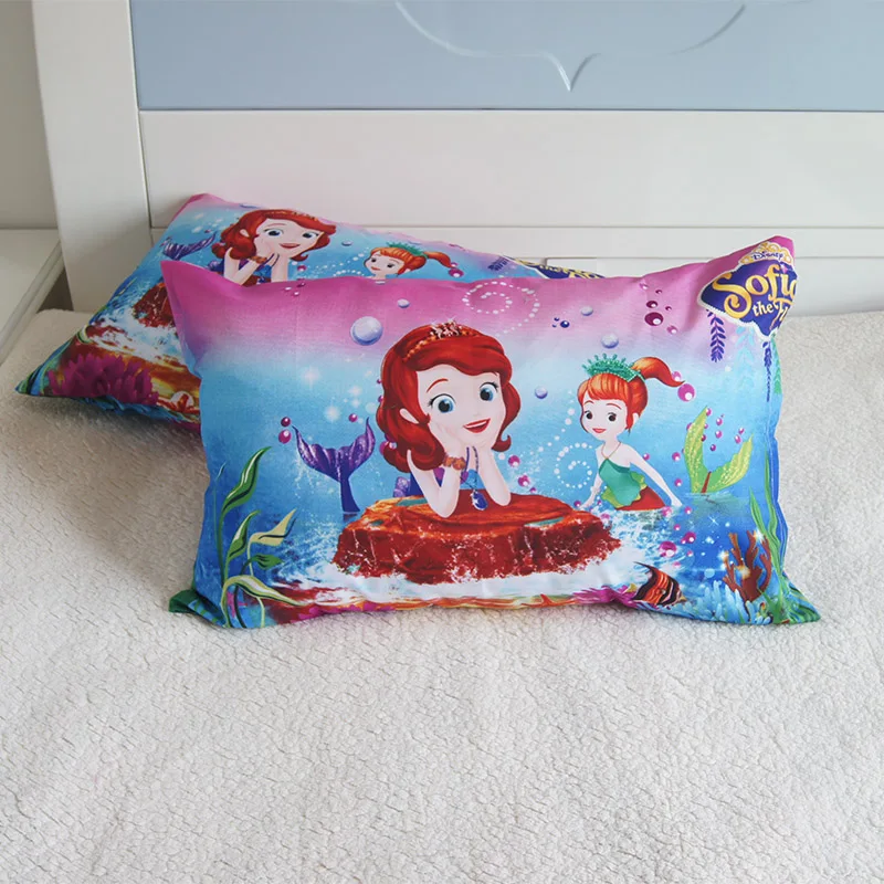 Disney Cartoon Frozen Princess Kids Pillowcases Baby Boys Girls Gift Decoration 3D Pillow Cover Pair 48x74CM on Bed