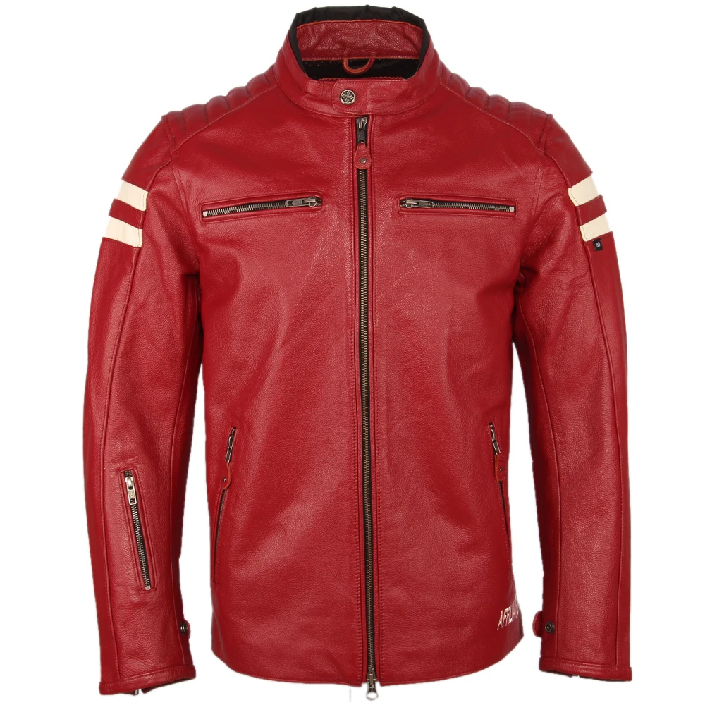 Giacca da moto uomo 4 protezioni 100% cappotto in pelle di mucca uomo Motor Biker giacche cappotto in pelle maschile autunno asiatico taglia M218 3