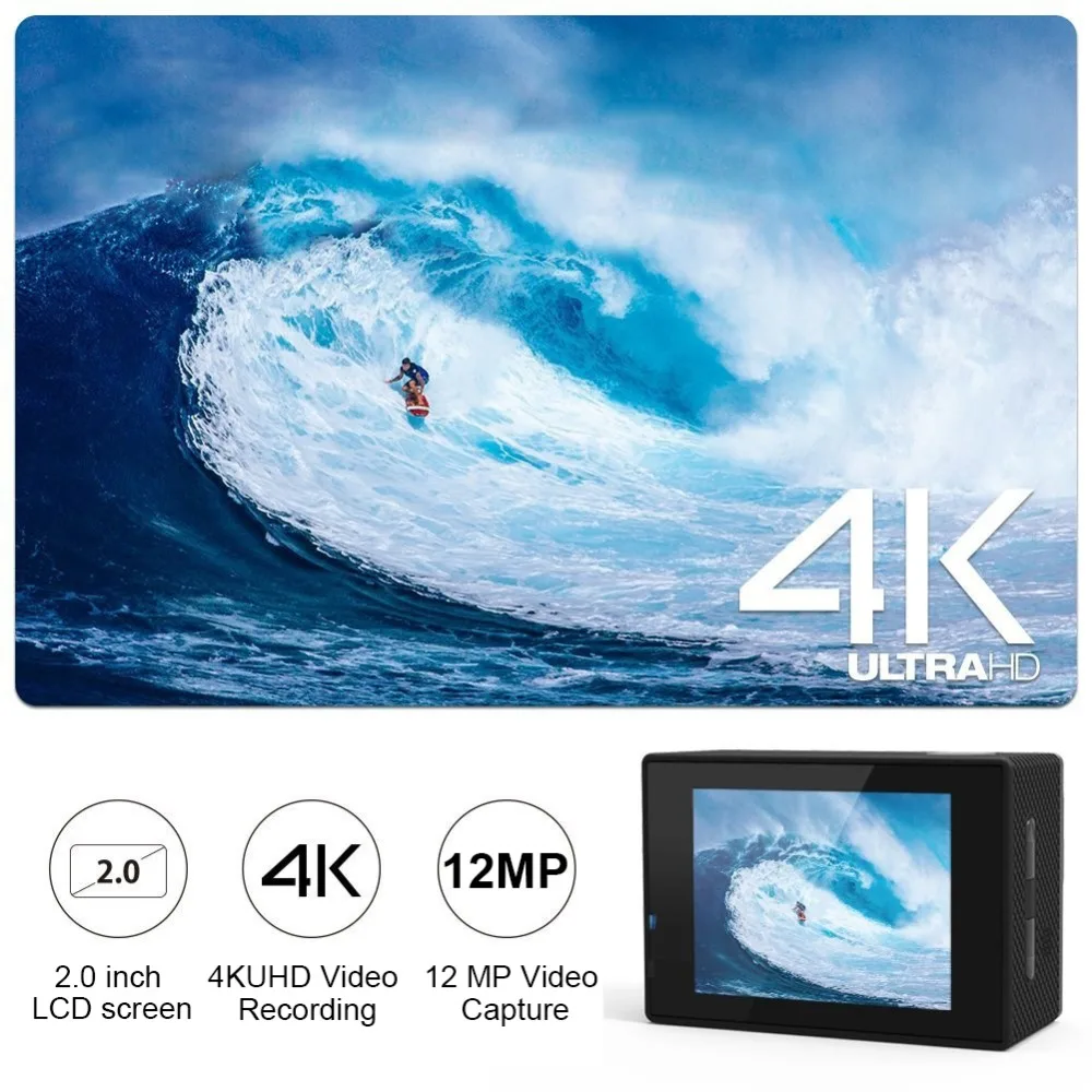 Câmera de Ação Gravação de Vídeo 30m à Prova Ângulo de 170 Ultra Wi-fi Controle Remoto dv Subaquática D'água ° hd 4k H9r - Image 3