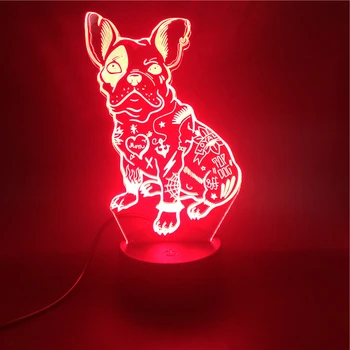 

3D Lamp A Trendy Dog with Earrings Animal Colorful The Alarm Clock Base Pretty Gift Battery Powered Usb Led Night Light Lamp