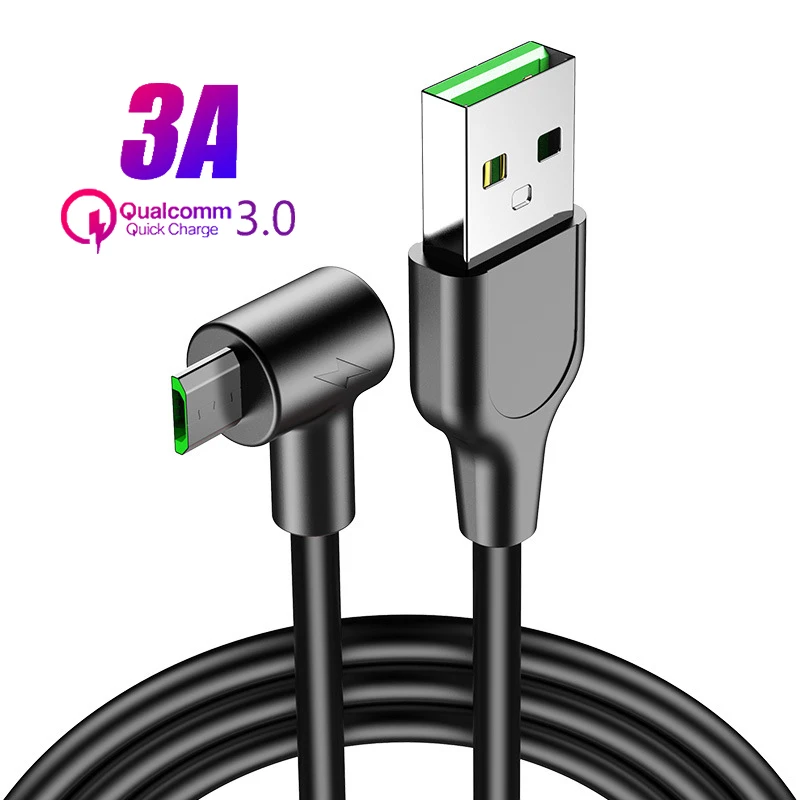 90 градусов микро USB кабель 3A мобильный телефон зарядное устройство для Samsung S6 S5
