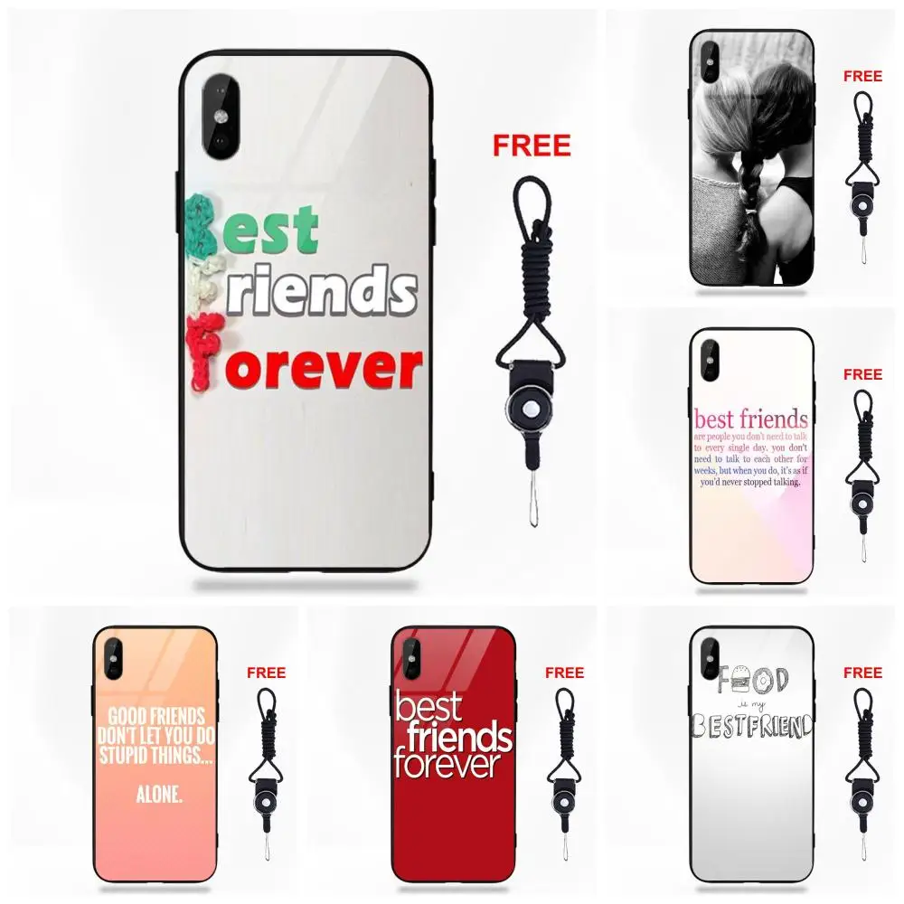 Vvcqod Best Friends Forever Bff мягкая рамка из ТПУ + милый чехол закаленного стекла для Apple iPhone 5