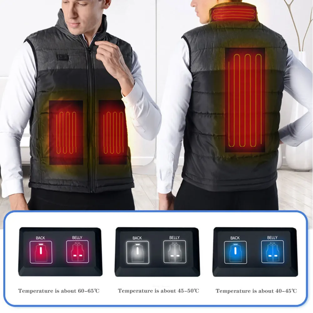  Men Women Outdoor USB Infrared Heating Vest Jacket Winter Clothing Waistcoat Electric Heating Vest 