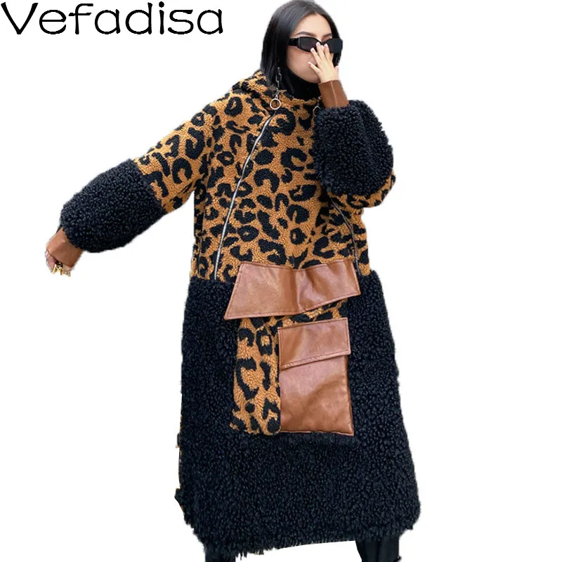 Vefadisa Leopard Print Cashmere Dress Stitching
