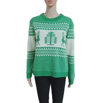 

New Christmas sweater women's head new European and American snowflake deer jacquard Christmas sweater sweater women's pullover