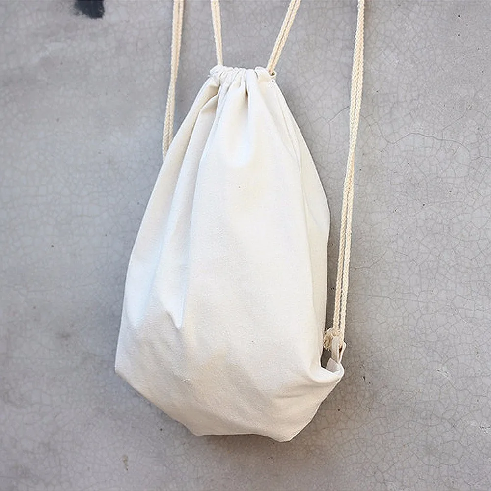 Women Solid Drawstring Beam Port Backpack Schoolbag Shopping Bag Travel Bag Cotton Drawstring Bags Custom Logo 100pcs Travel Bag