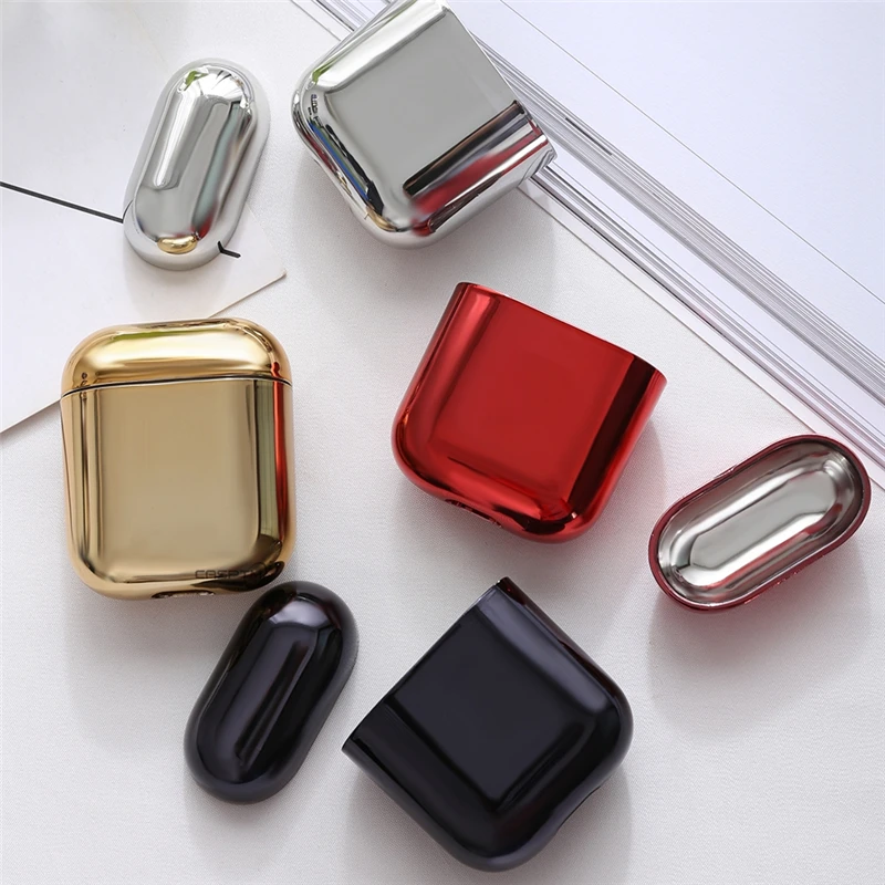 

Electroplated Hard PC Earphone Case For Apple Airpods Case Headphone Charging Box Protective Cover Plating Case For AirPods Capa