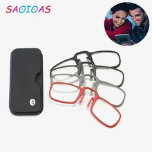 SAOIOAS новейшее мини складное стекло для чтения es зажим для носа на дальнозоркости стекло es для мужчин и женщин стеклянная рамка Черный с Чехол 1,0 2,0 1,5 3