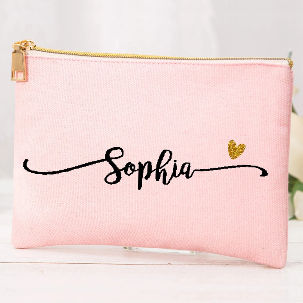 

Personalized Makeup Bag Bride make up bag Canvas Monogram Cosmetic Bag Custom Name bag Gift for Her Bridesmaid Gift for