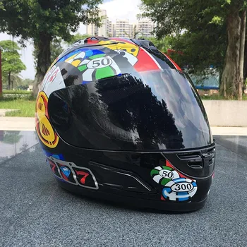 

Malushun Poker Helmet Design Full Face Racing Helmet Motorcycle Helmet Accessories Fashions DOT Approved