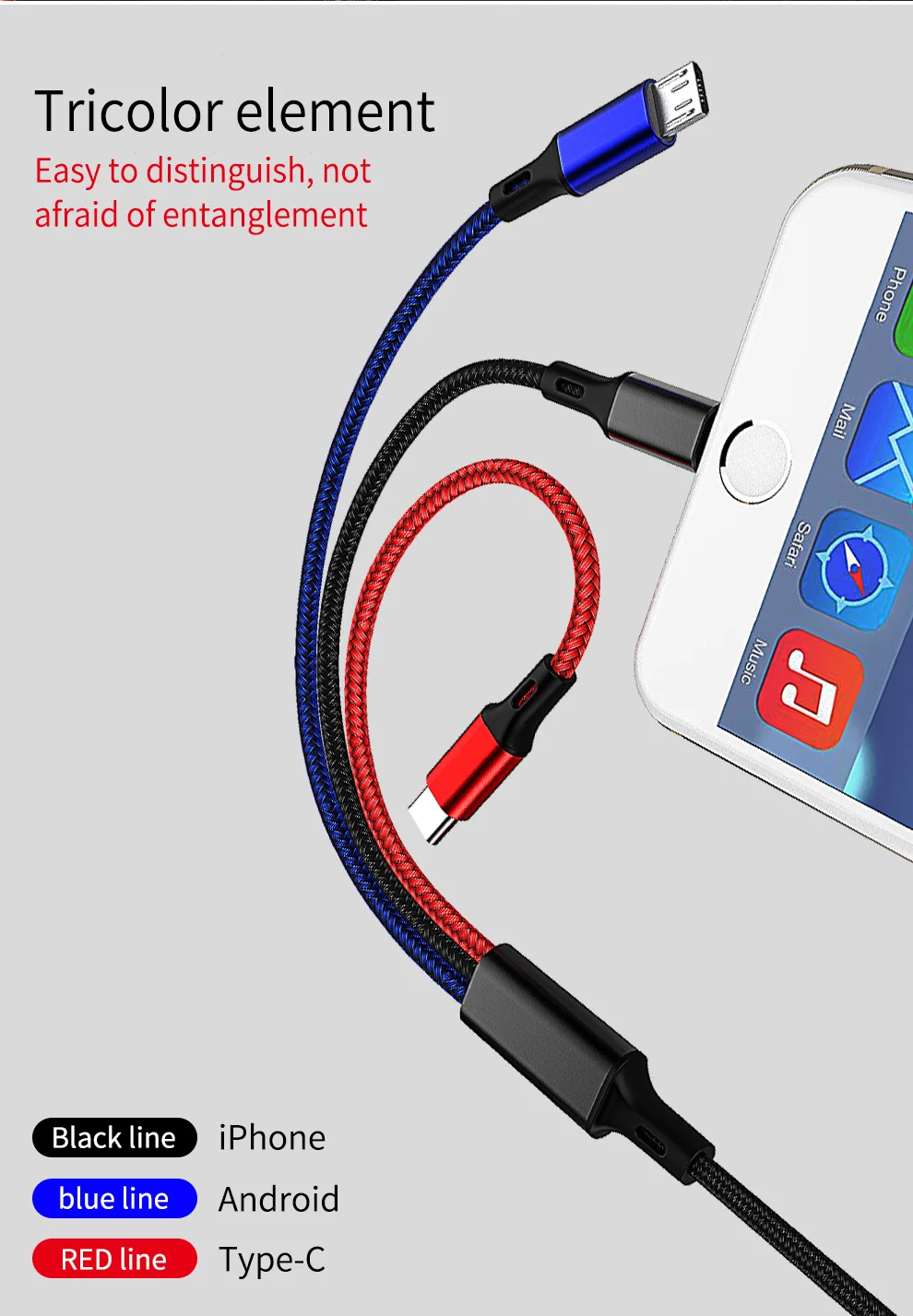 3 в 1 Micro Тип usb C/8-контактный Зарядное устройство кабель для передачи данных для iPhone X Универсальный Быстрый зарядный кабель для передачи данных для samsung S9 S8 Xiaomi зарядный usb-шнур