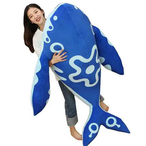 Fancytrader 63'' Jumbo Giant Stuffed ROC Animal Blue Fish Plush Toy Huge Stuffed Cartoon Sea Animal Pillow Doll 160cm 5 Models (1)