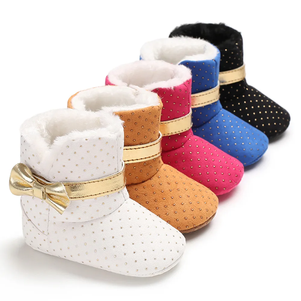 Baby Toddler Kids Boots Baby Girl Soft Booties Bow Wave Point Snow Boots Toddler Warm Shoes Baby Girls детская зимняя обувь