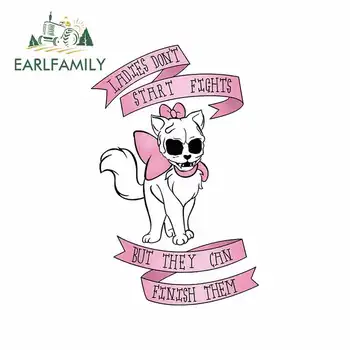 

EARLFAMILY 13cm x 8.4cm For Cute Cat Skull Waterproof Car Sticker Car Accessories Decal Graffiti Windshield Personality