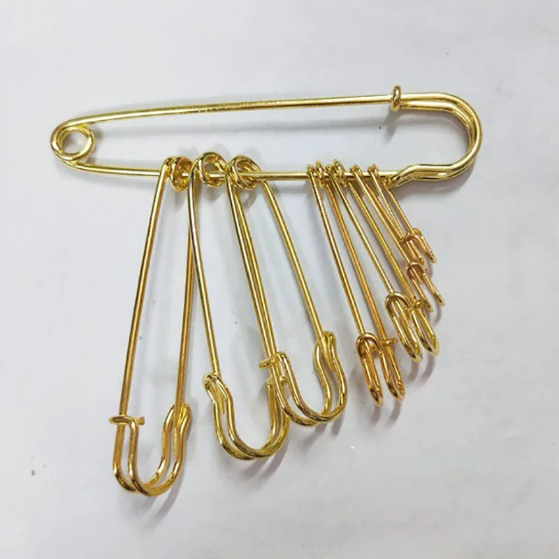 gold Meetee 50pcs Pin Hook Buckle 27-102MM Length Metal Brooch Shawl Safety Pin for Clothing Handbag Hook Decoration Accessories - Цвет: gold