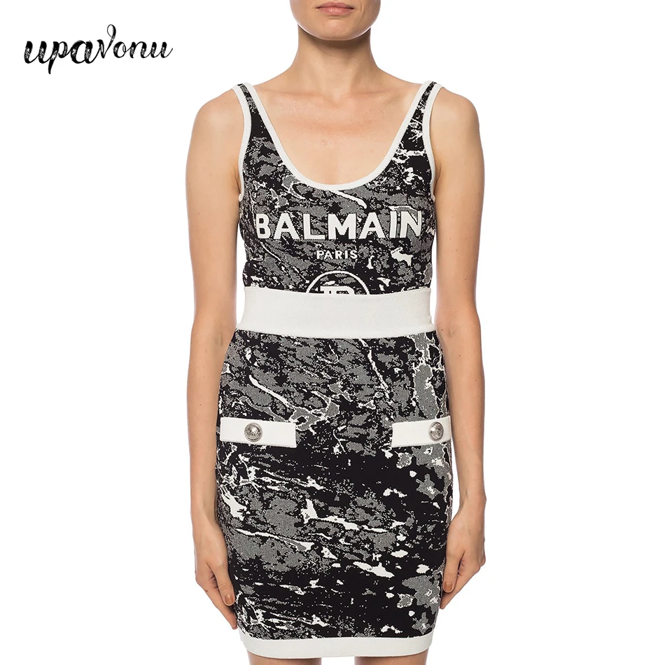 

2020 New High Quality Jacquard Set 2 Two-piece Women's Sexy Backless Sleeveless Tank Top and High Waist Skirt Club Party Set