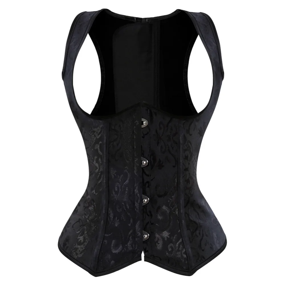 S-6XL-Women-s-White-Black-Brocade-Steel-Boned-Steampunk-Tesla-Underbust-Corset-Waist-Cincher-Vest (3)