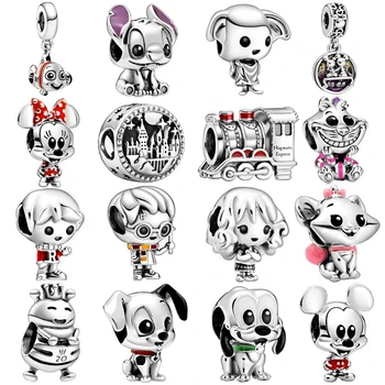 

Silver Color New Original Cartoon Boy Girl Charms Bee Mickey Minnie Cat Bruto Beads Fit Brand Bracelets For Women DIY Jewelry