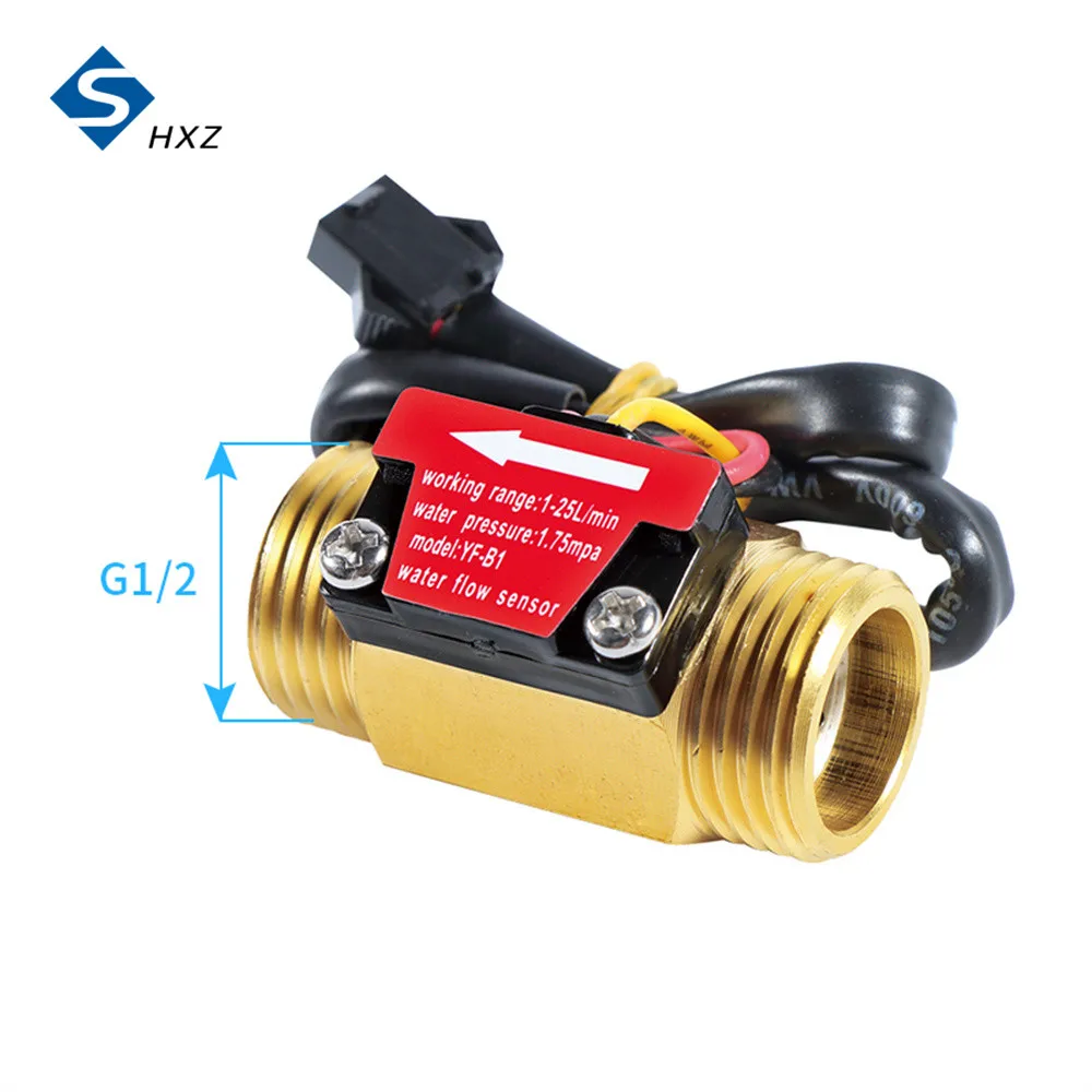 DC5-18V G1/2" Water Flow Sensor Hall Sensor Switch Industrial Flowmeter Water Flow 1-25L/min 1.75MPa Pressure YF-B1 water flow sensor