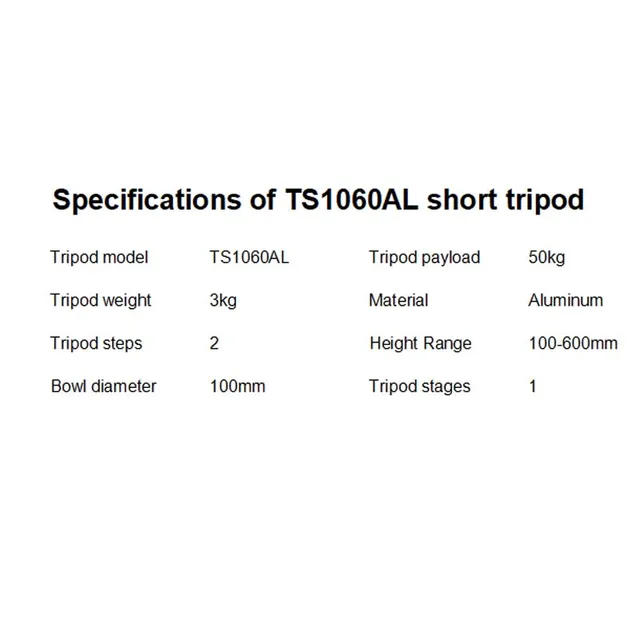 Teris TS1060AL Aluminium Short Tripod Camera Tripod Stand Foldable ...