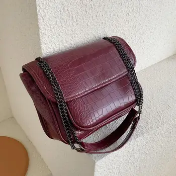 

Vintage Fashion Female Tote bag 2019 New Quality Leather Women's Designer Handbag Crocodile pattern Chain Shoulder Messenger Bag