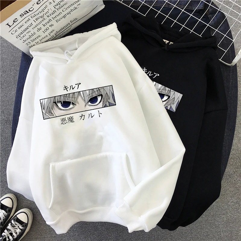 

2020 anime Killua Zoldyck super cool devil eye print graphic street casual hip hop pullover hooded sweatshirt blouse