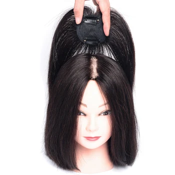 

Indian Long Straight Hair Air Bangs Black Brown Hairpin Bangs Remy Human Hair Topper Clip In Extensions Middle Part Closure