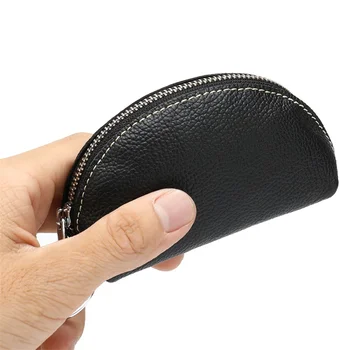 

k-56 New genuine leather semilune wallet men's and women's portable small card bag lychee pattern cowhide key bag wholesale