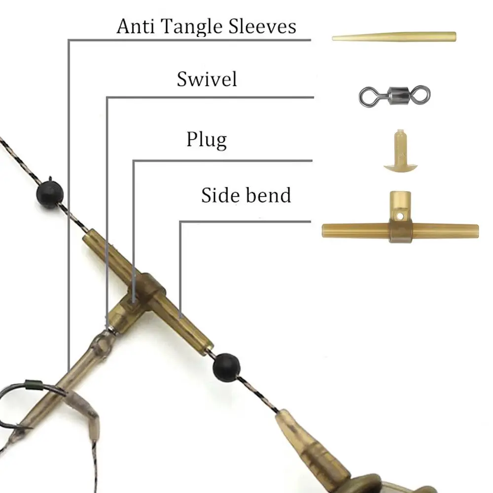 Fishing Accessories Fishing Equipment Silicone Hose Link Helicopter Anti Tangle Sleeves Side Bends With Swivel Carp Fishing Kit