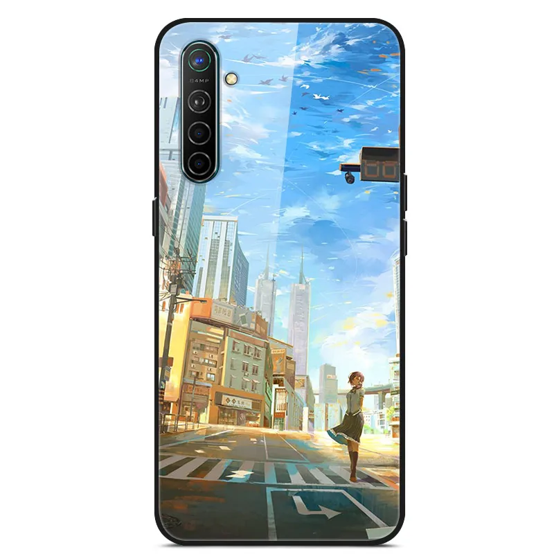 Белый Чехол для Oppo Realme X2, чехол из закаленного твердого стекла для Oppo Realme XT X2 Pro, чехол, мягкий силиконовый бампер с принтом - Цвет: Белый