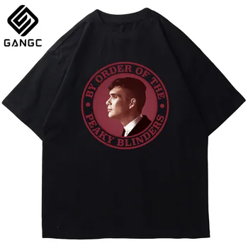 

Pure Cotton Vintage T Shirts Tommy Shelby Design O-Neck Men's Short-Sleeve Tee Shirts Print Streetwear Peaky Blinders T-Shirts