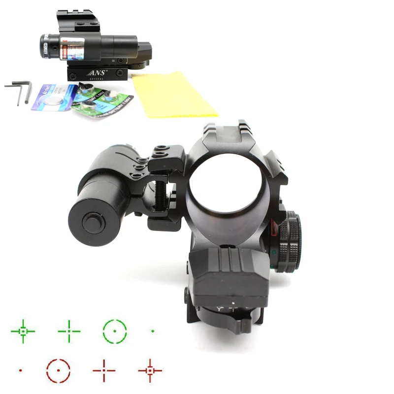 Laser Sight Combo Holographic Tactical Red Green 4 Reticles Reflex Dot Scope 