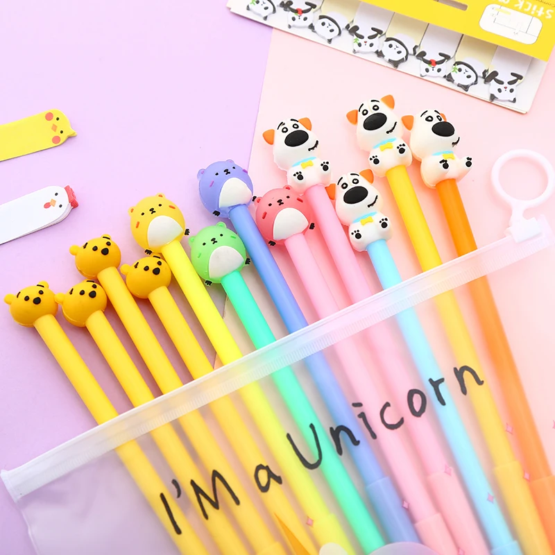 12 шт. Kawaii Корейская Радужная Фламинго гелевая ручка с единорогом Kawai креативный Альпака панда стационарная вещь школьные канцелярские принадлежности - Цвет: 24