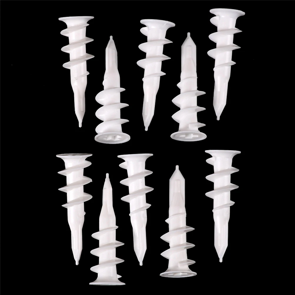 10pcs Self Drilling Wall Drywall Plastic Nylon Anchor for M4-M5 screws Plasterboard Anchor Drywall Nylon Ribbed Anchor