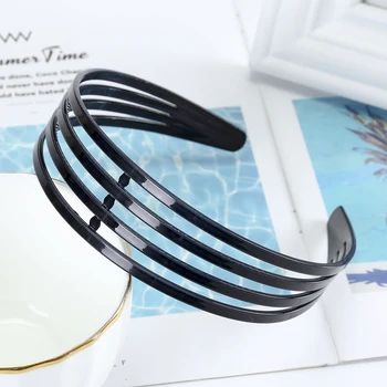 

Haimeikang Spring Summer Fashion Bezel Headband Black Plastic Head Hoop Hair Band Hollow-out Women Headwear Hair Accessories