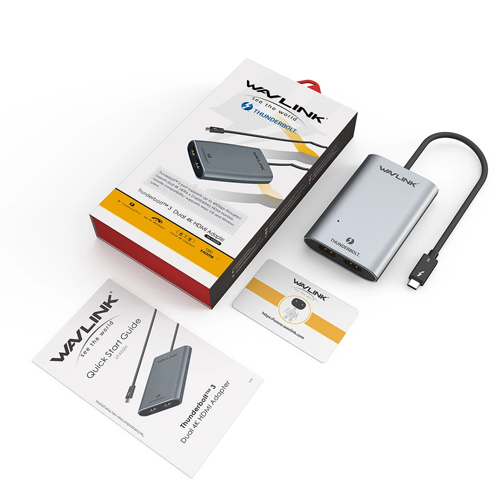 Thunderbolt 3 Dual HDMI-Display Adapter USB C to HDMI-Adapter 4K 60Hz Cable Ultra HD Display Type C for MacBook Windows OS