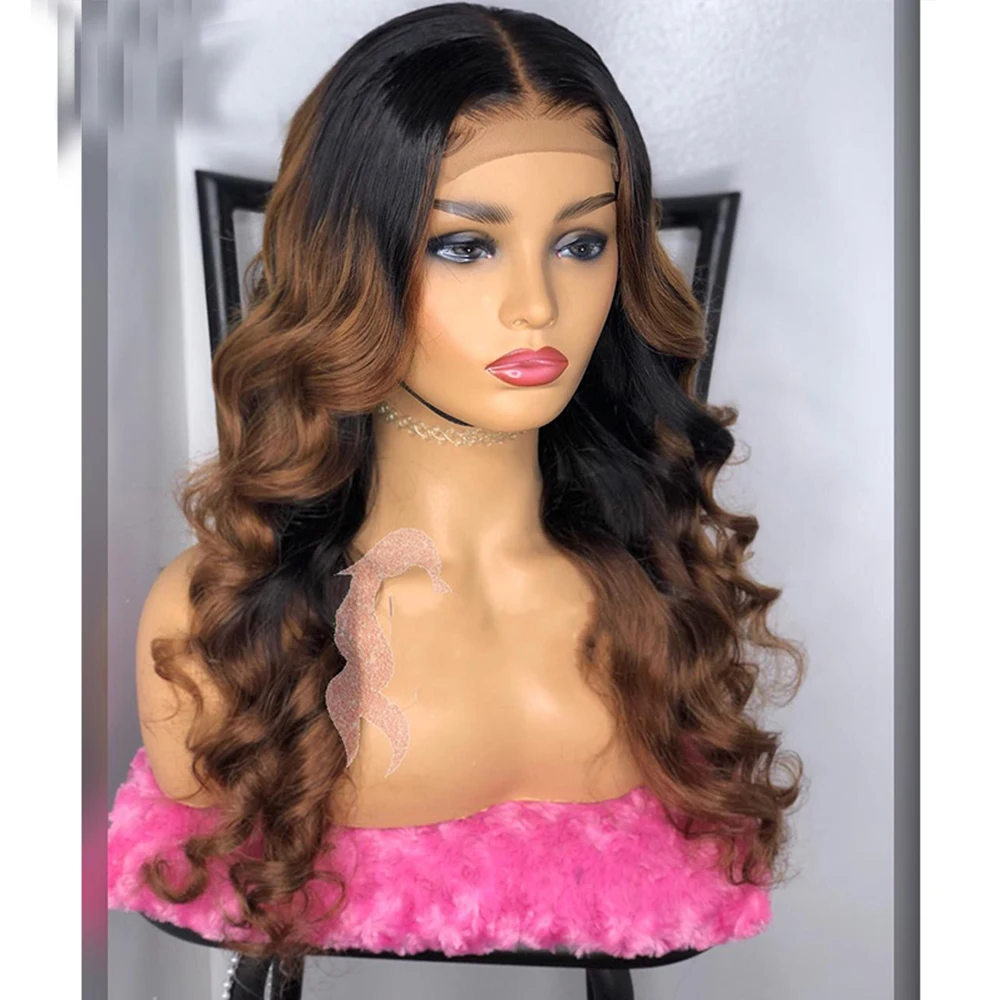 Eversilky 13x4 Lace Frontal Human Hair Wigs With Baby Hair Pre Plucked Brazilian Remy Body Wave Ombre Brown Highlights Color Wig