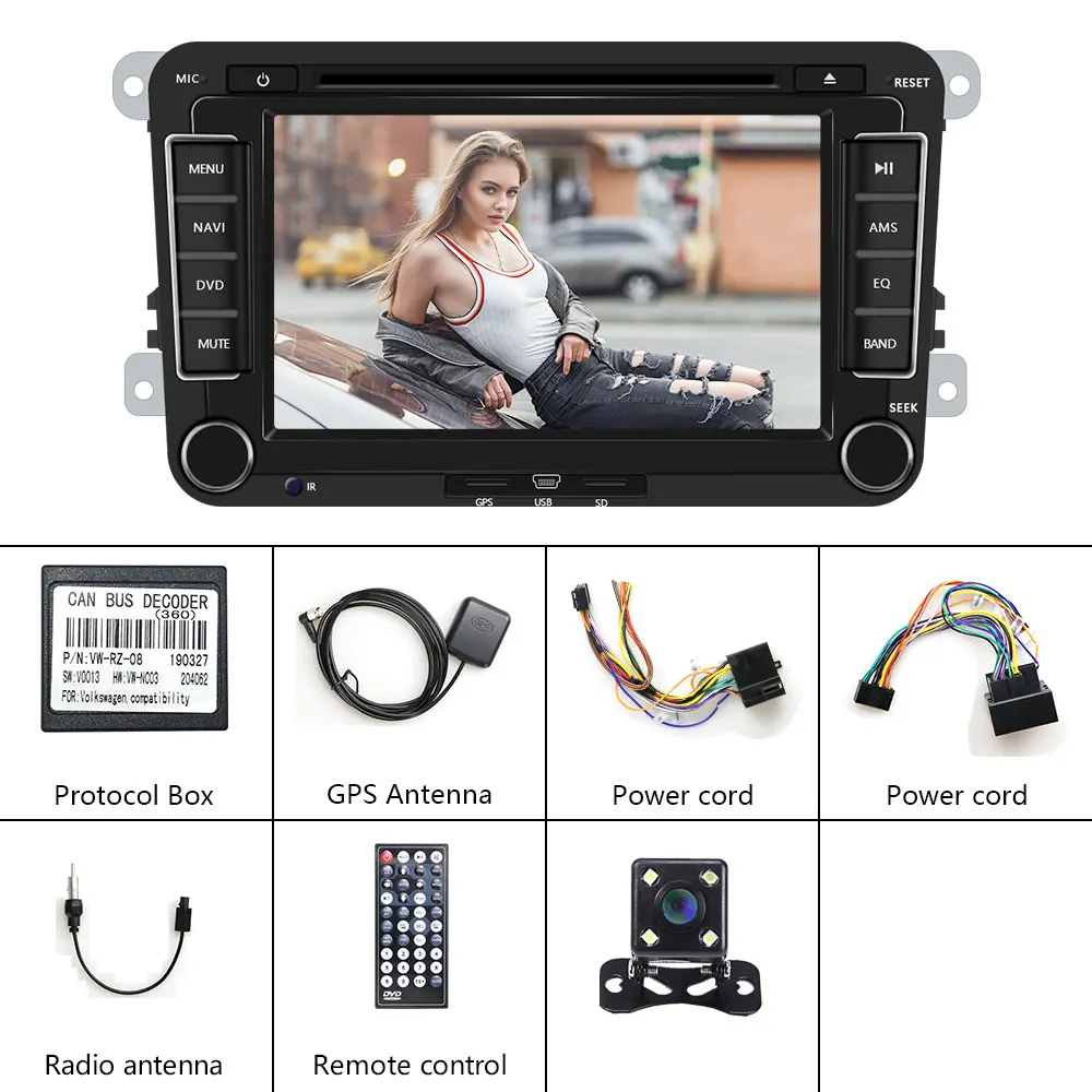 Camecho " 2 Din автомобильный DVD gps Автомобильный мультимедийный плеер для Volkswagen VW golf VI Skoda Fabia passat B7 octavia Canbus плеер аудио - Цвет: with 4 led camera