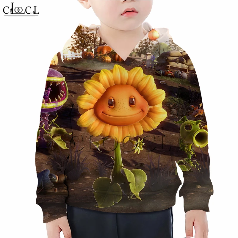 Толстовка с капюшоном для мальчиков и девочек с 3D принтом «Растения против Зомби»; детская толстовка с длинными рукавами с изображением зомби; Топы в стиле Харадзюку для подростков - Color: kids Hoodies 2